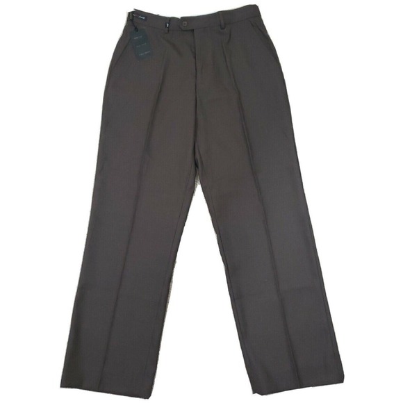 Eddie Domani ~Men's 34/30~ Brown Wool Blend Straight Leg Dress Pants NWT. - Picture 3 of 12